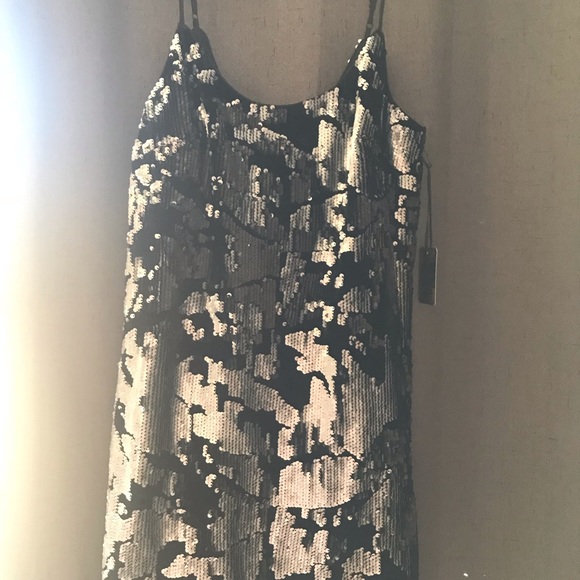 silver sequin slip dress